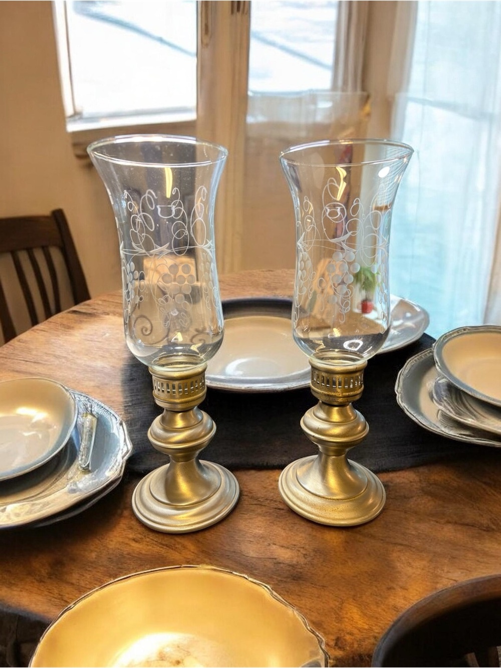 Pair Of Vintage Hurricane candle Holders I.M.Schaffer Co. - Picture 5 of 10